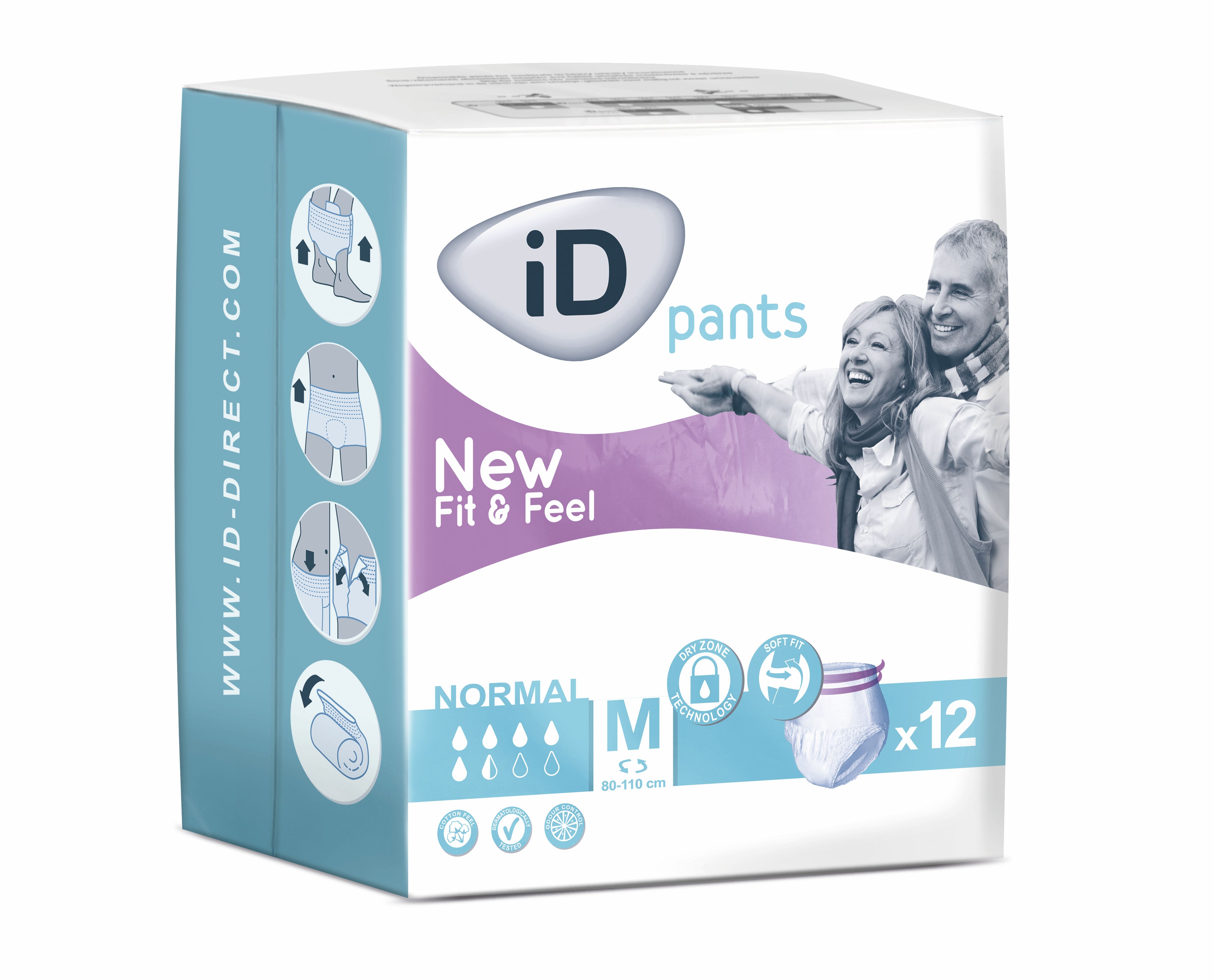 iD Pants Fit&Feel Medium Normal plenkové kalhotky navlékací 12 ks iD