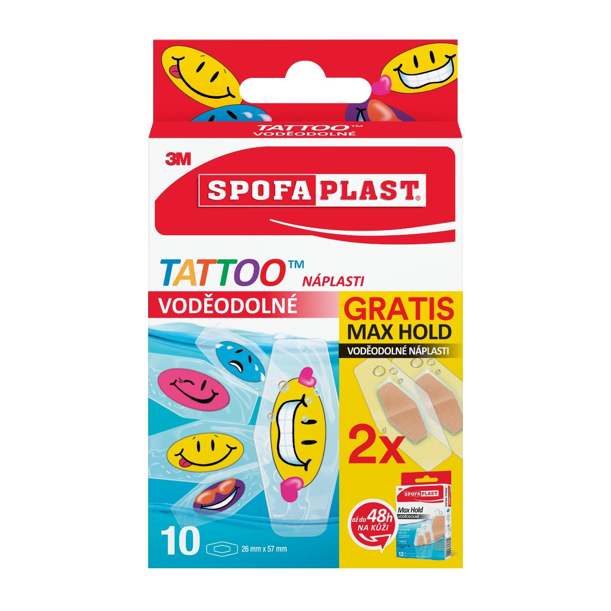 3M Spofaplast Voděodolné Tattoo dětské náplasti + 2 x Max Hold voděodolné náplasti 10 ks 3M