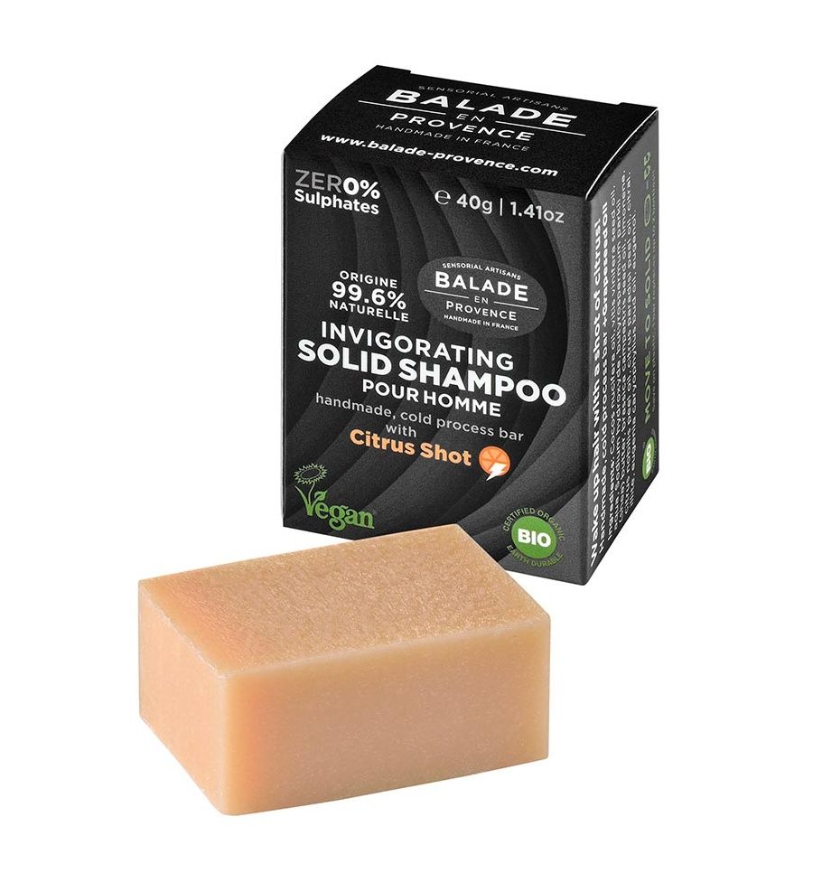 Balade en Provence Posilující tuhý šampon pro muže BIO Citrus 40 g Balade en Provence