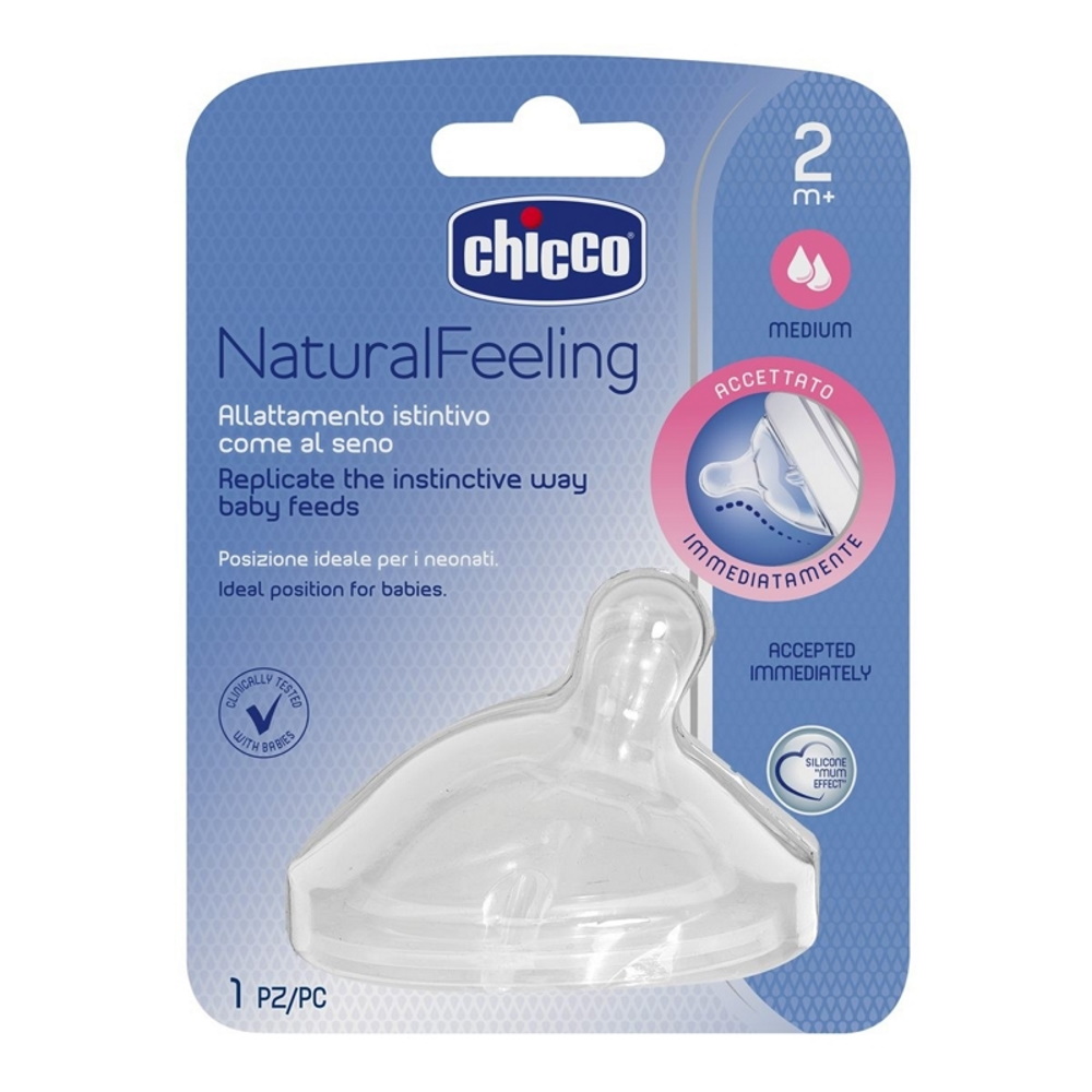 Chicco Natural Feeling Dudlík na láhev silikonový střední průtok 1 ks Chicco
