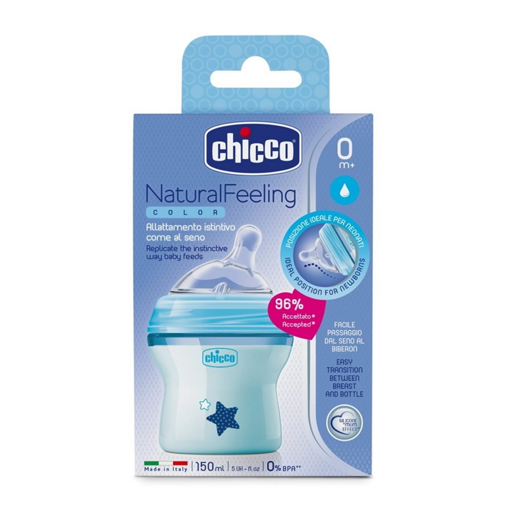 Chicco Natural Feeling Kojenecká láhev 150 ml chlapec Chicco