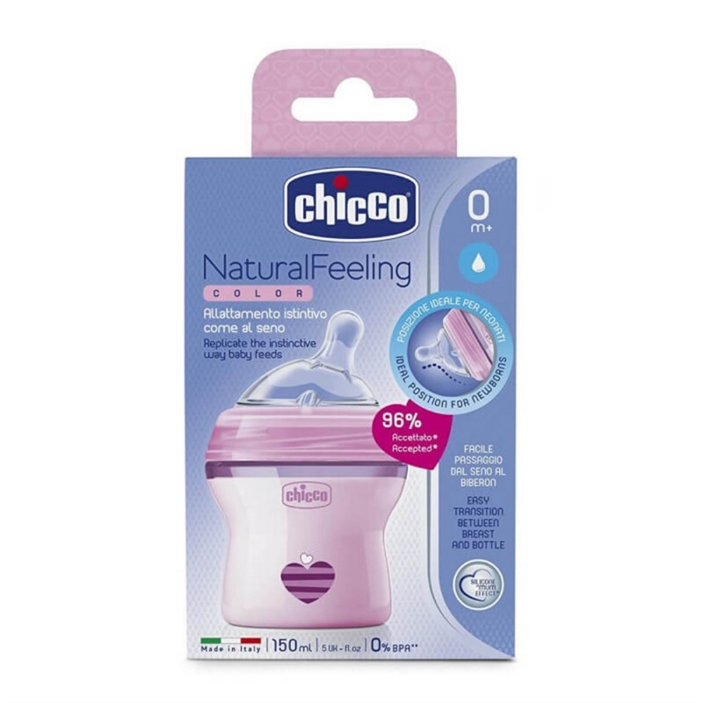 Chicco Natural Feeling Kojenecká láhev 150 ml dívka Chicco