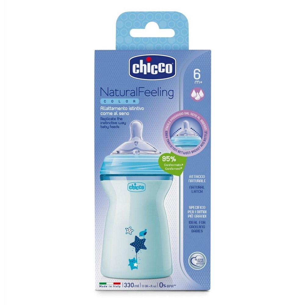 Chicco Natural Feeling Kojenecká láhev 330 ml chlapec Chicco