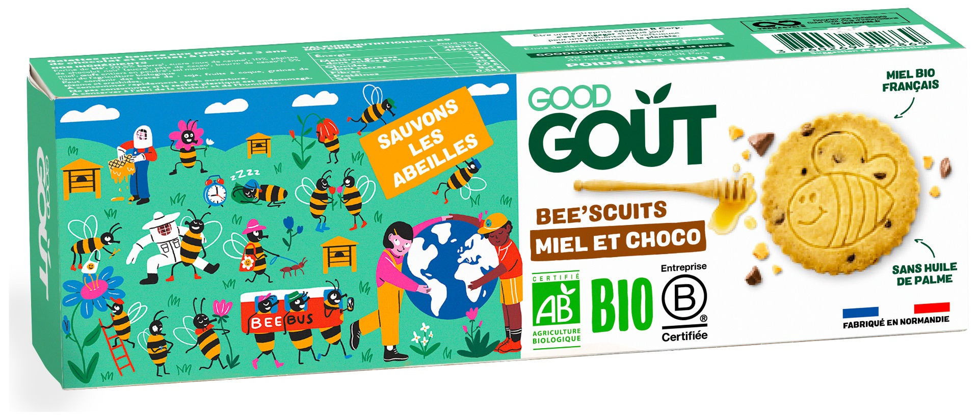 Good Gout BIO Bee´scuits sušenky s medem a kousky čokolády 100 g Good Gout