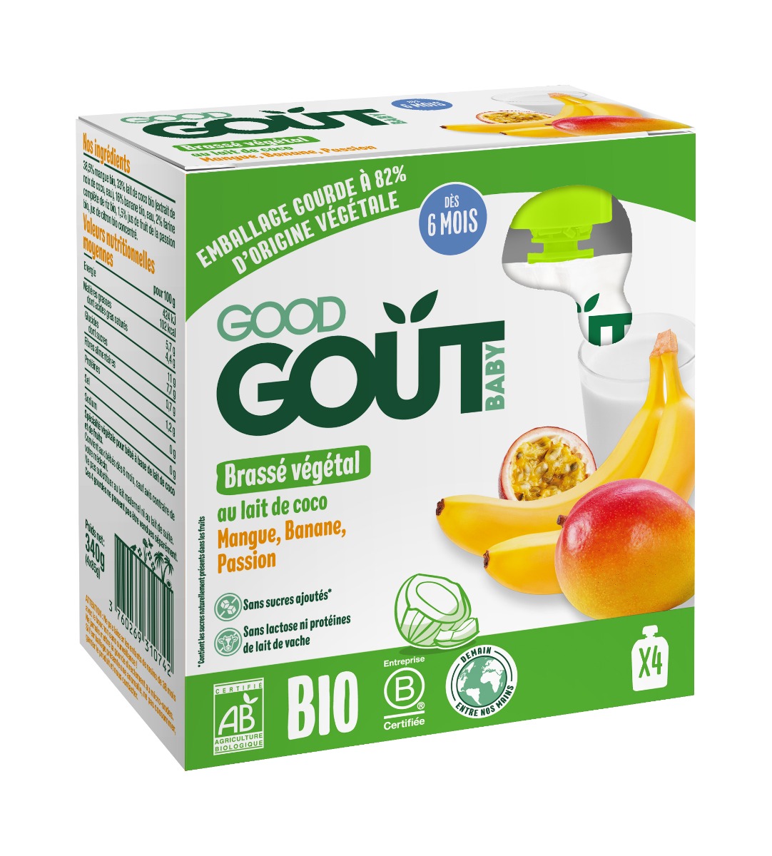 Good Gout BIO Kokosový dezert s exotickým ovocem 6m+ 4x85 g Good Gout