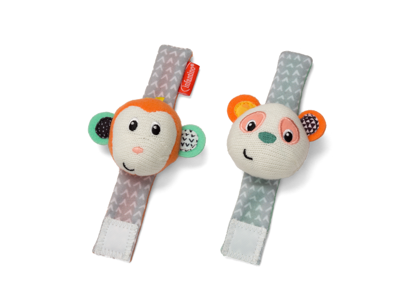 Infantino Chrastítka na ruku 1 pár Opička & Panda Infantino