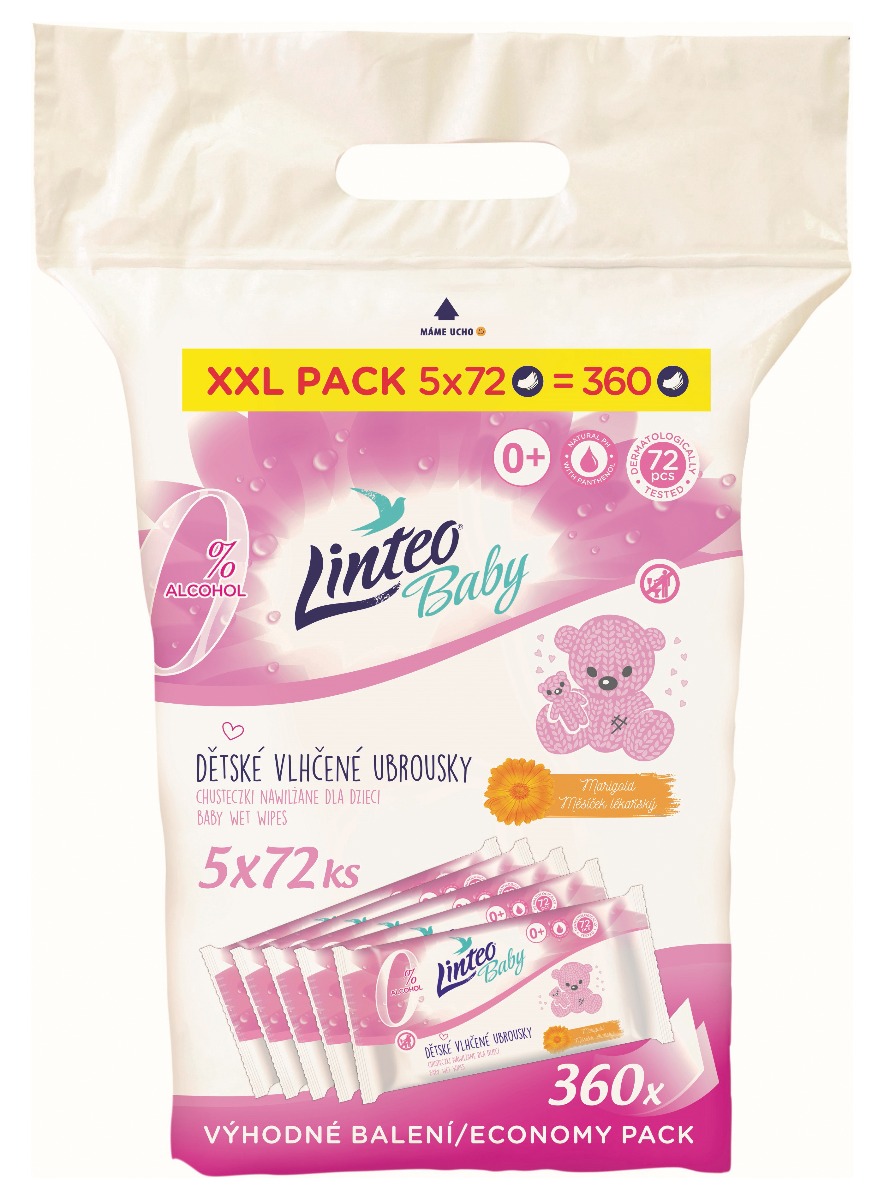 Linteo Baby Vlhčené ubrousky s měsíčkem lékařským XXL Pack 5x72 ks Linteo