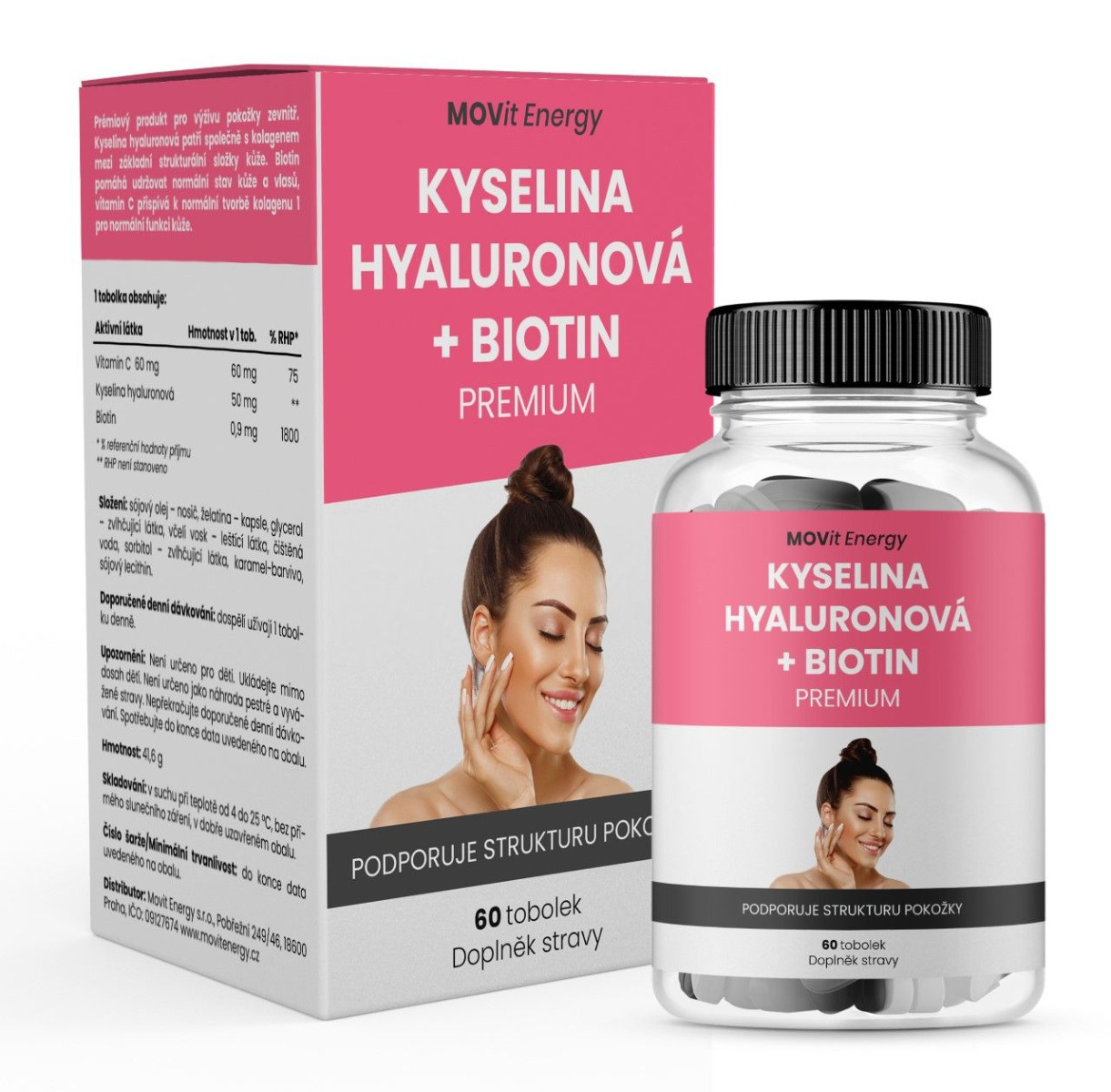 MOVit Energy Kyselina hyaluronová + Biotin PREMIUM 60 tobolek MOVit Energy