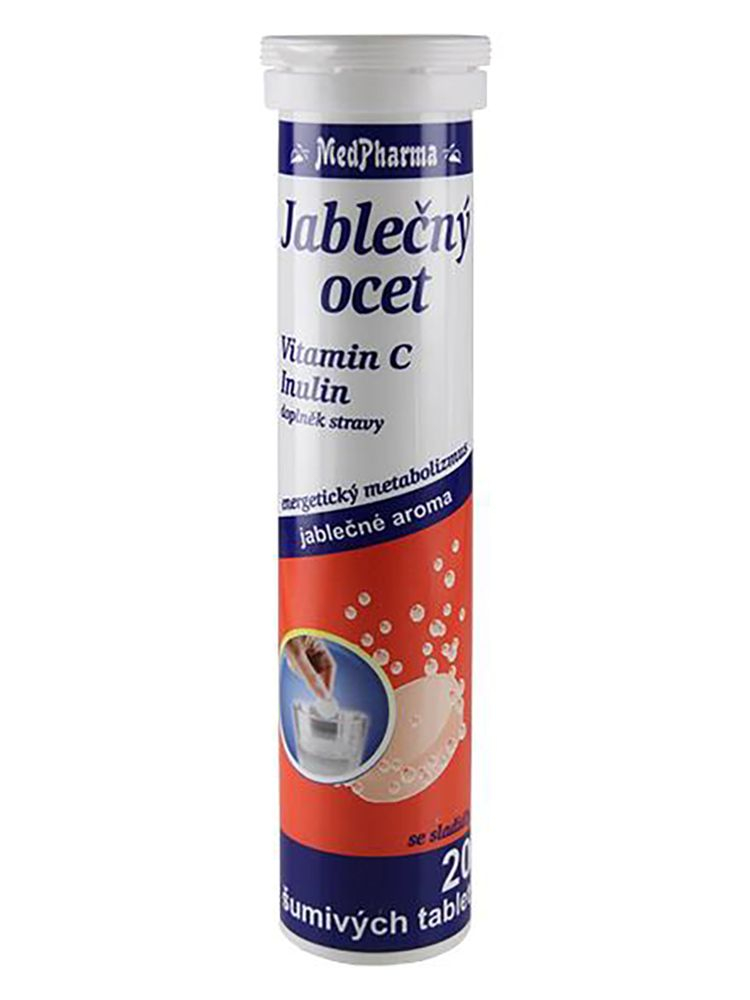 Medpharma Jablečný ocet + vitamin C + Inulin 20 šumivých tablet Medpharma