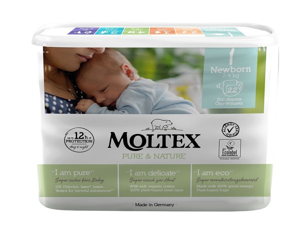 Moltex Pure & Nature Newborn 2-4 kg dětské pleny 22 ks Moltex Pure & Nature