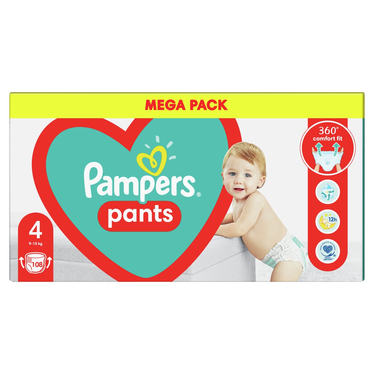 Pampers Pants vel. 4 Mega Pack 9-15 kg plenkové kalhotky 108 ks Pampers