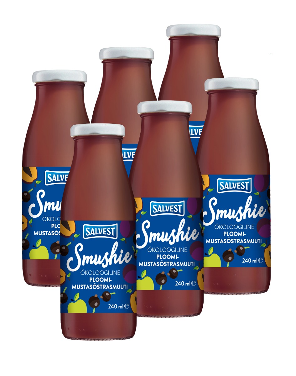 SALVEST Smushie BIO Ovocné smoothie s černým rybízem a švestkami 6x240 ml SALVEST