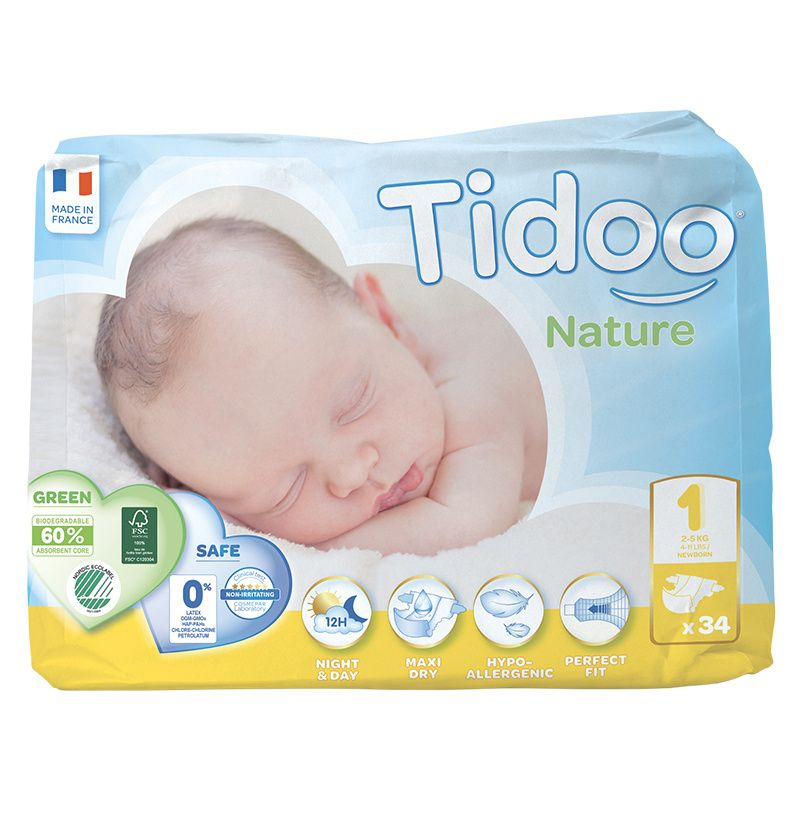 Tidoo 1 Newborn 2-5 kg dětské plenky 34 ks Tidoo