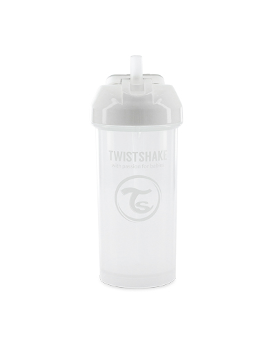 Twistshake Láhev netekoucí s brčkem 6m+ 360 ml bílá Twistshake