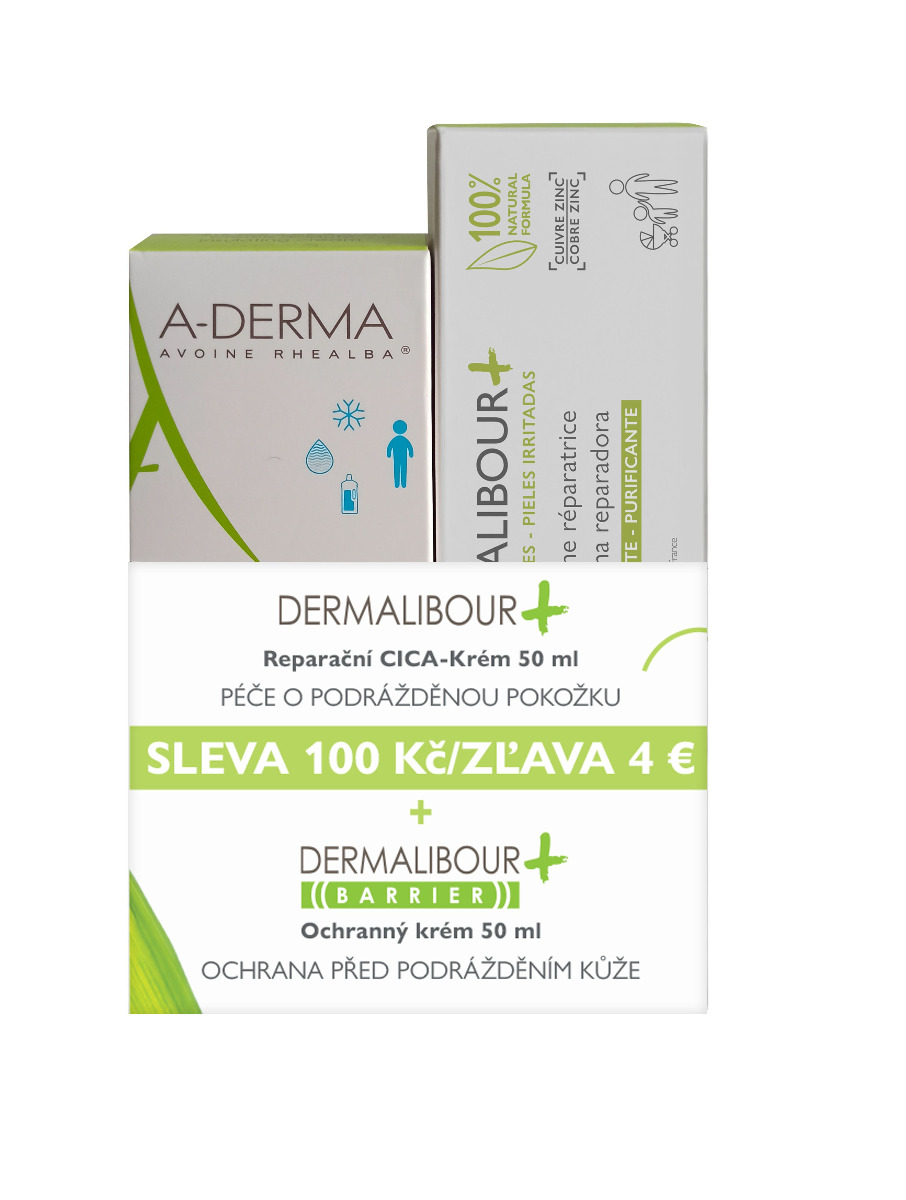 A-Derma Dermalibour+ BARRIER Ochranný krém + Reparační CICA-Krém 50 ml + 50 ml A-Derma