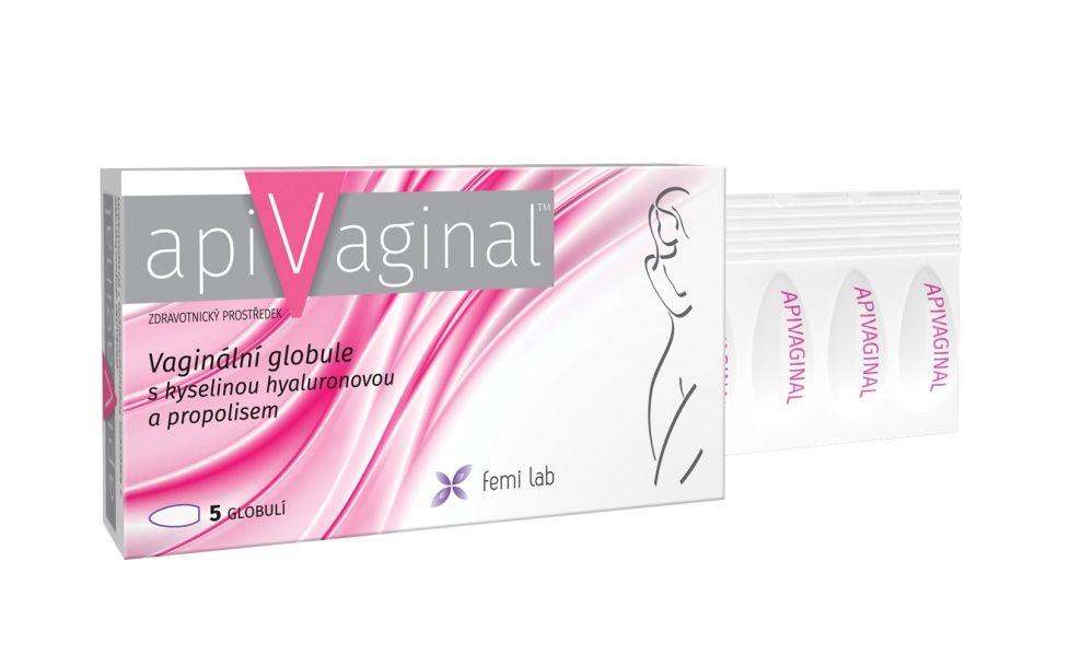 Apivaginal Vaginální globule s kyselinou hyaluronovou a propolisem 5 globulí Apivaginal