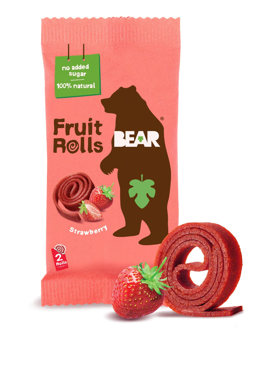 BEAR Fruit Rolls jahoda ovocné rolované plátky 20 g BEAR