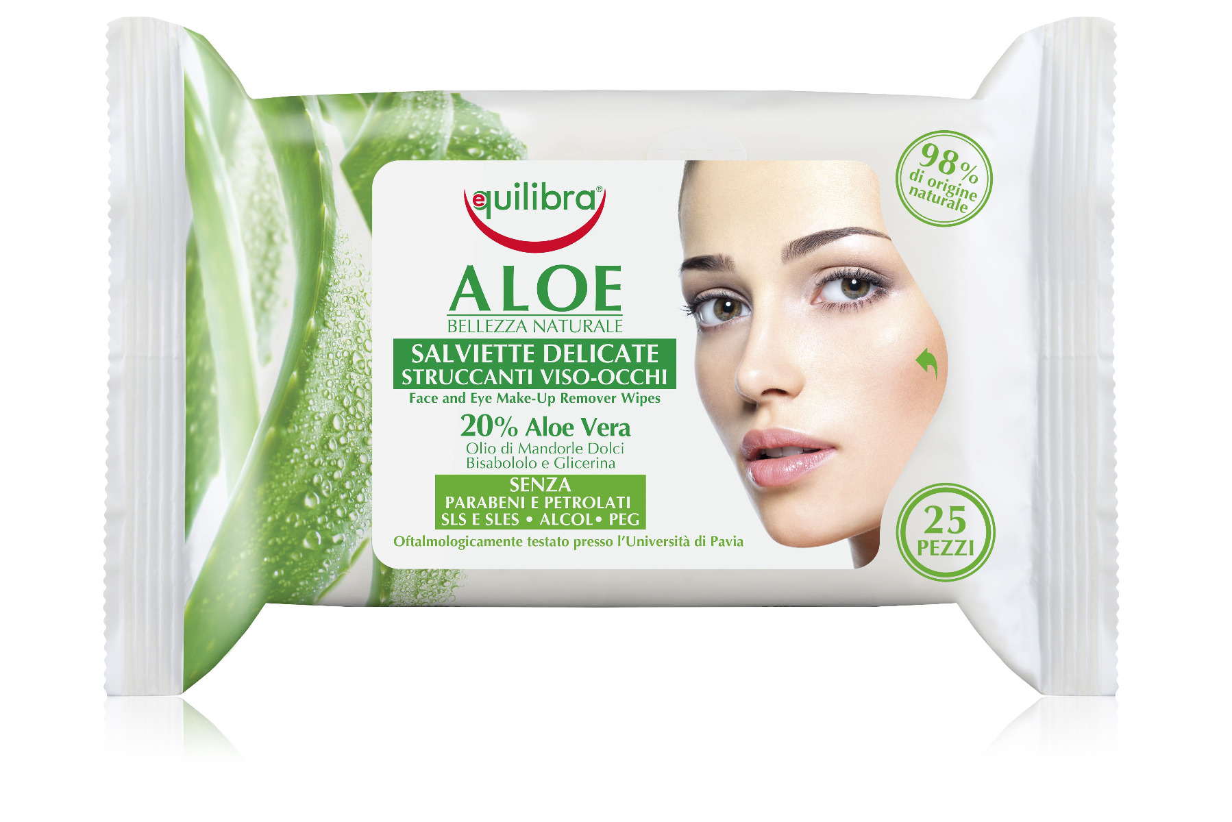 Equilibra Aloe Face/Eye Make up Remover Wipes odličovací ubrousky 25 ks Equilibra