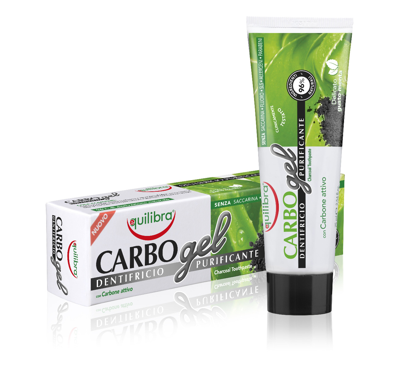 Equilibra Carbo gel Charcoal zubní pasta s aktivním uhlím 75 ml Equilibra