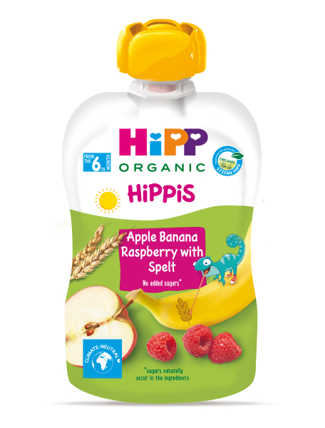Hipp BIO Hippies jablko-banán-maliny-špalda 100 g Hipp