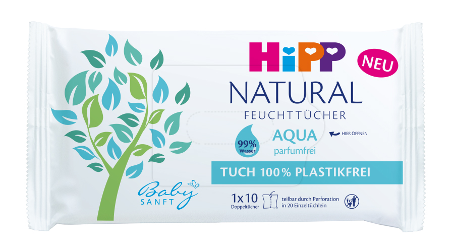 Hipp BabySanft Čisticí vlhčené ubrousky AQUA NATURAL 10 ks Hipp