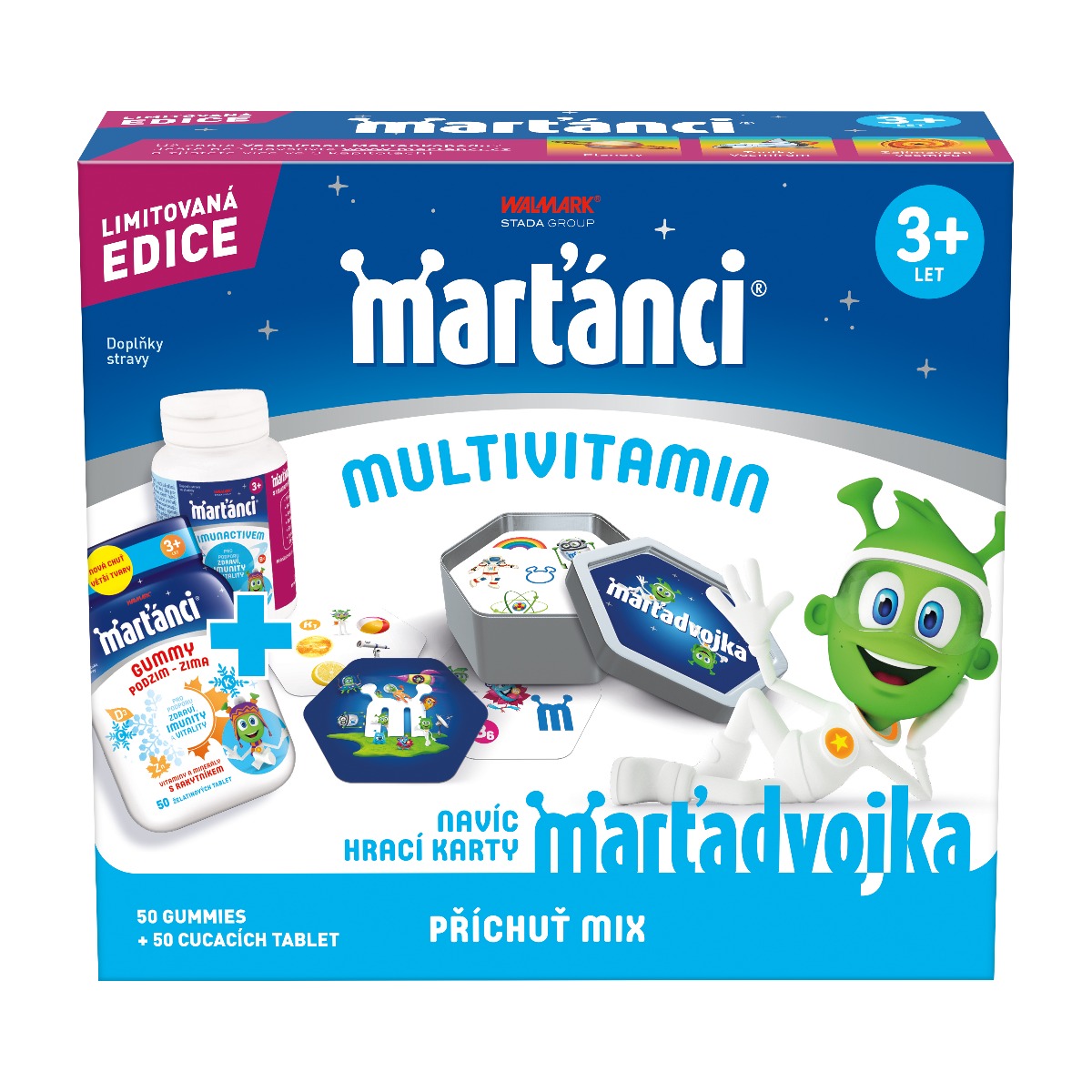 Marťánci Multivitamín 50 cucacích tablet + 50 želatinek + postřehové karty Marťánci