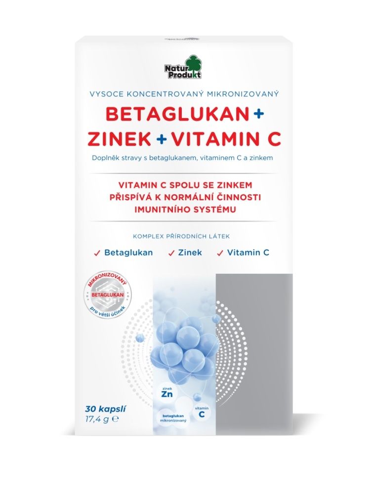 Naturprodukt Betaglukan + zinek + vitamin C 30 kapslí Naturprodukt