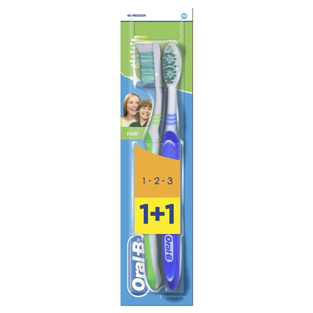 Oral-B Fresh 1-2-3 Medium zubní kartáček 2 ks Oral-B