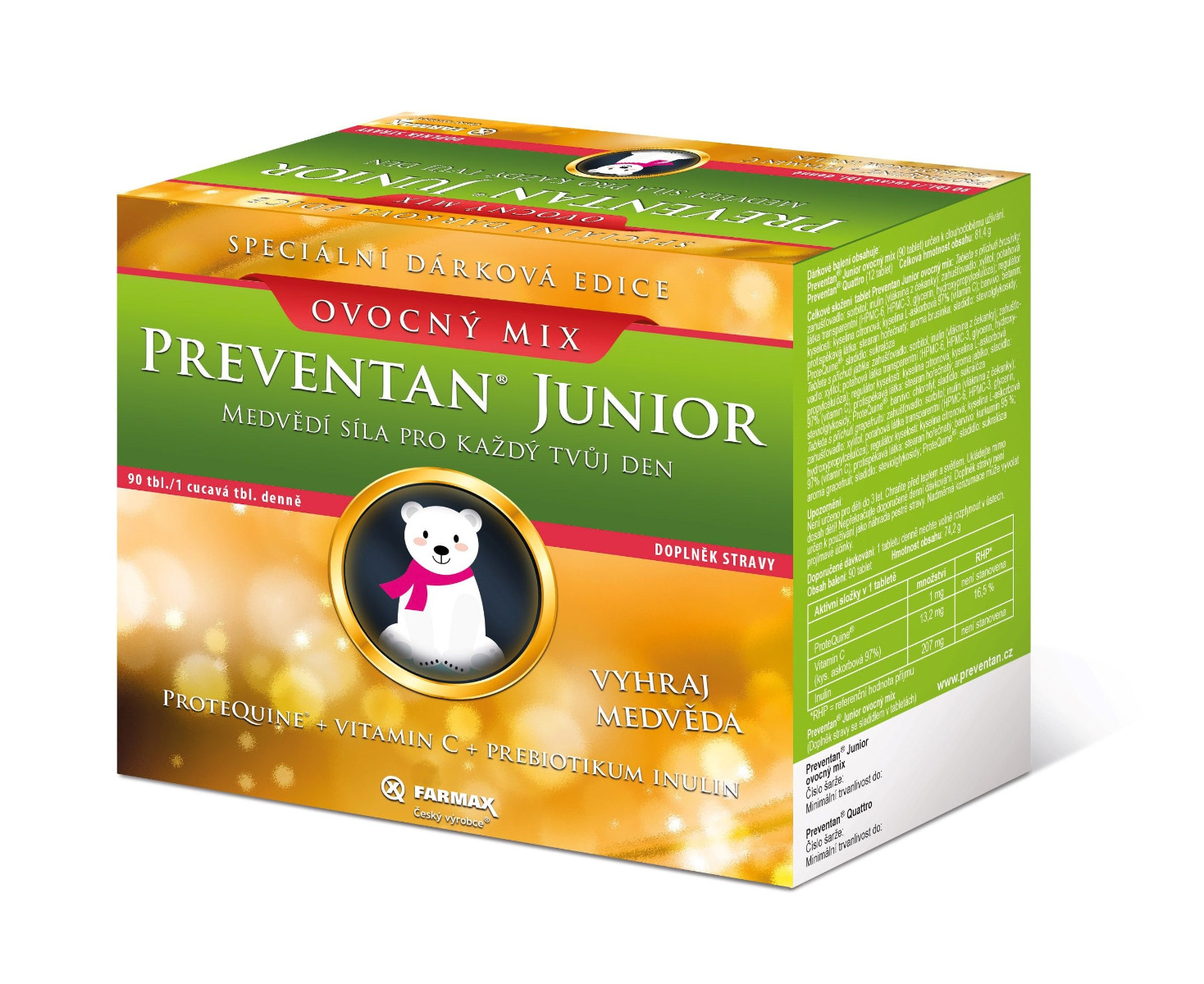 Preventan Junior ovocný mix dárkové balení 90 tablet Preventan