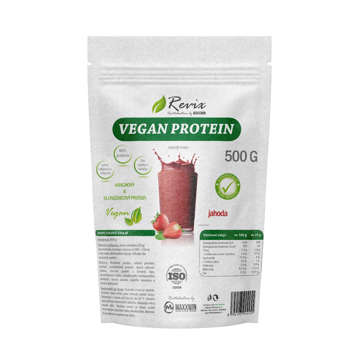 Revix Vegan protein jahoda 500 g Revix