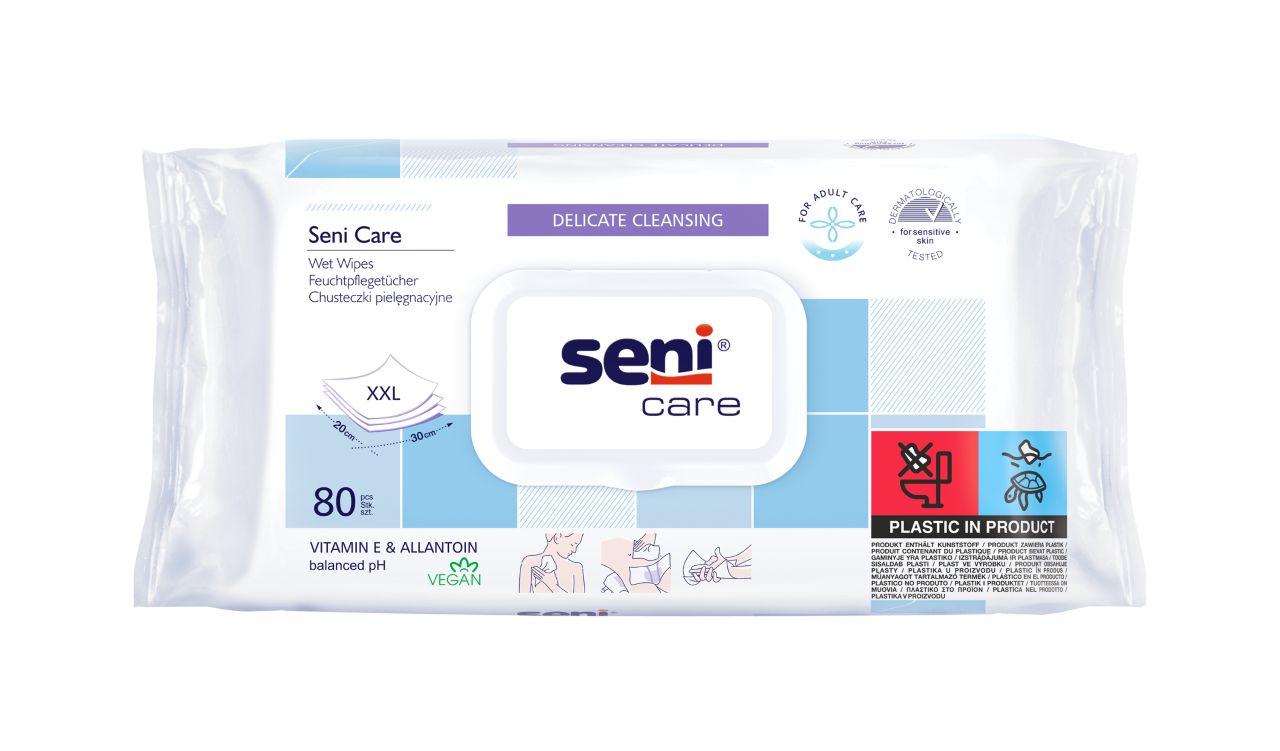 Seni care Vlhčené ubrousky vitamin E & Allantoin 80 ks Seni care