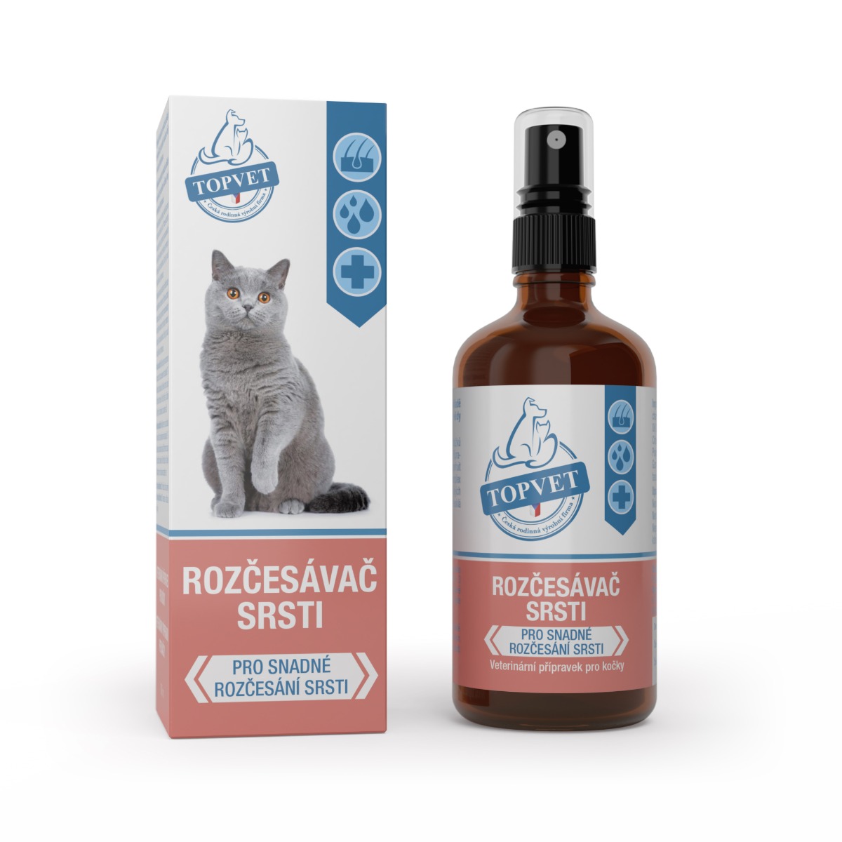 Topvet For Pets Rozčesávač srsti pro kočky 100 ml Topvet