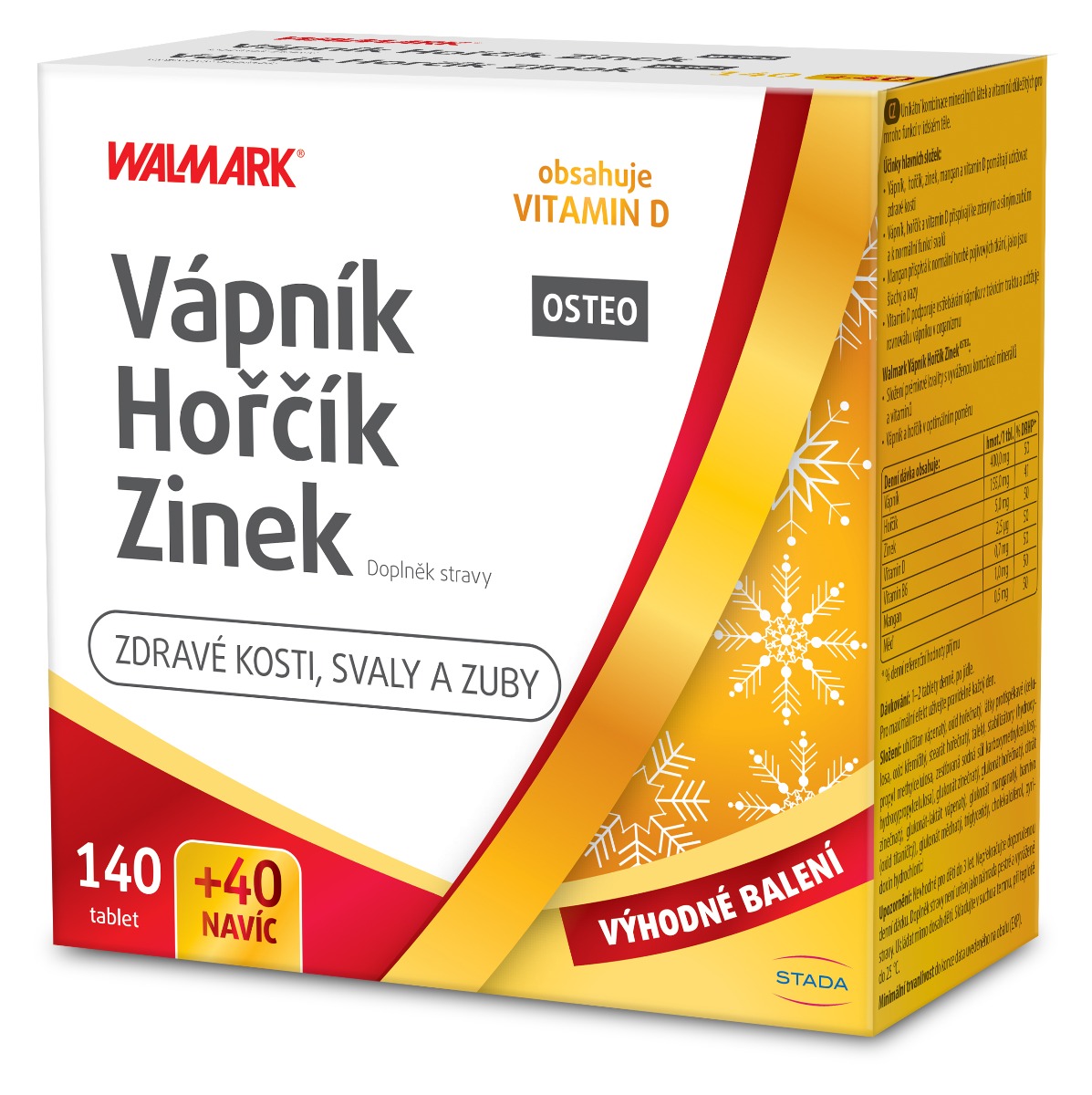 Walmark Vápník Hořčík Zinek OSTEO 140+40 tablet Walmark