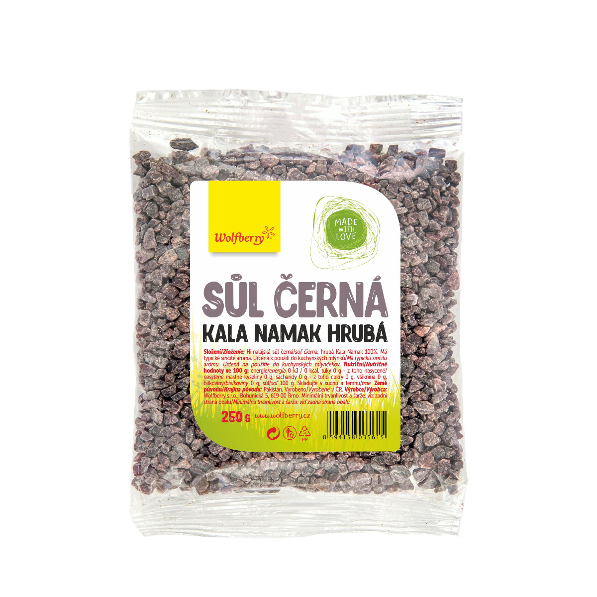 Wolfberry Himalájská sůl černá hrubá KALA NAMAK 250 g Wolfberry