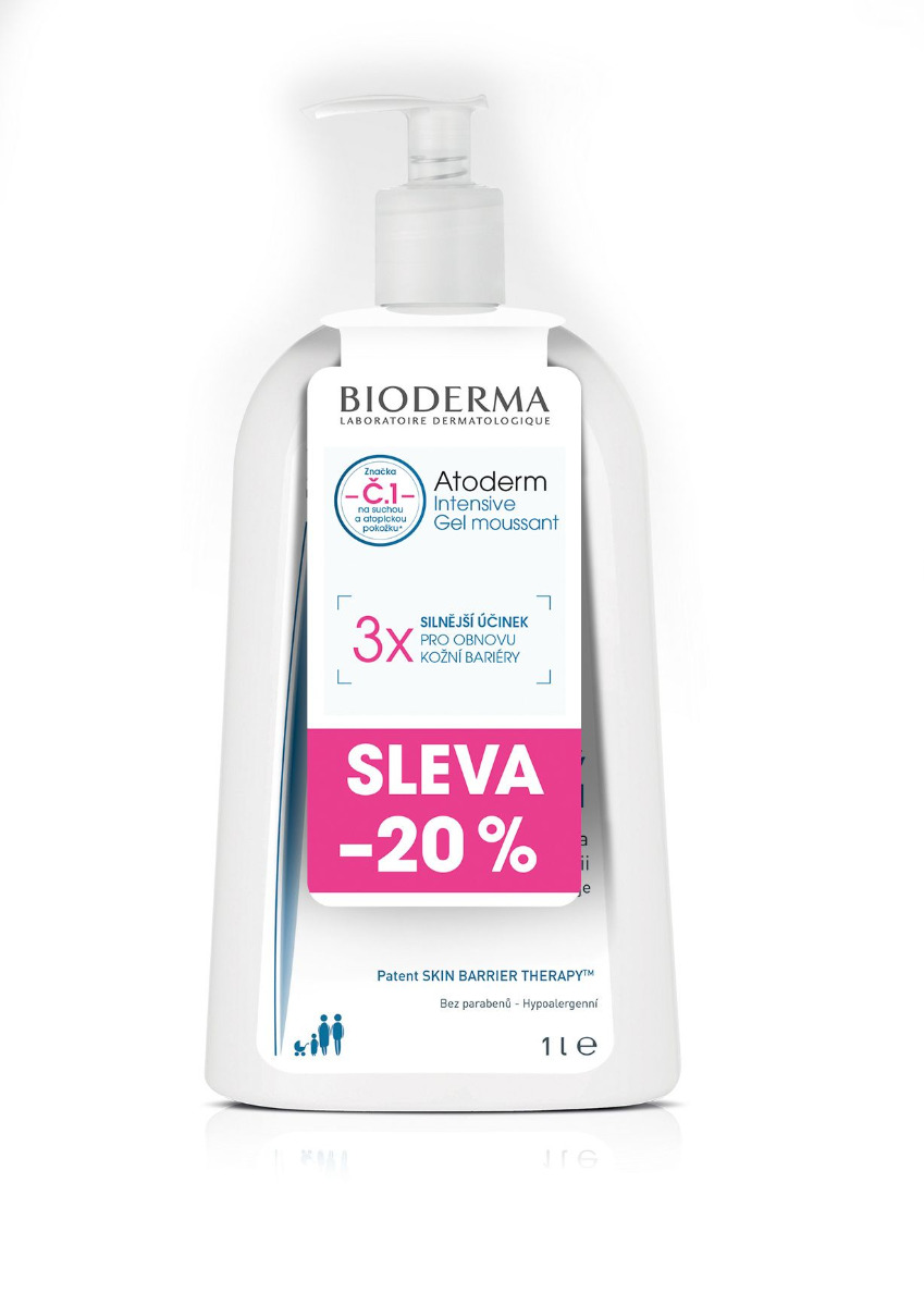 BIODERMA Atoderm Intensive Gel moussant vysoce výživný pěnivý gel 1 l akce BIODERMA