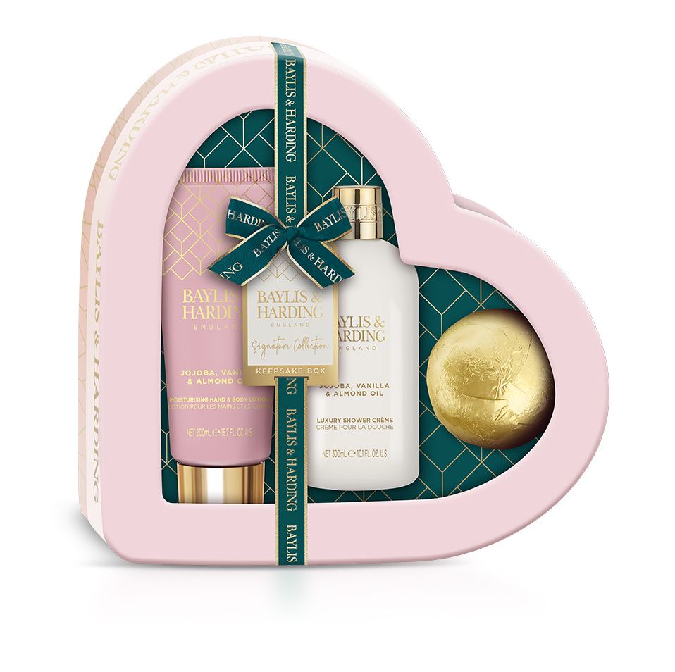 Baylis & Harding Sada péče o tělo Jojoba Vanilla & Almond Oil Heart Set 3 ks Baylis & Harding