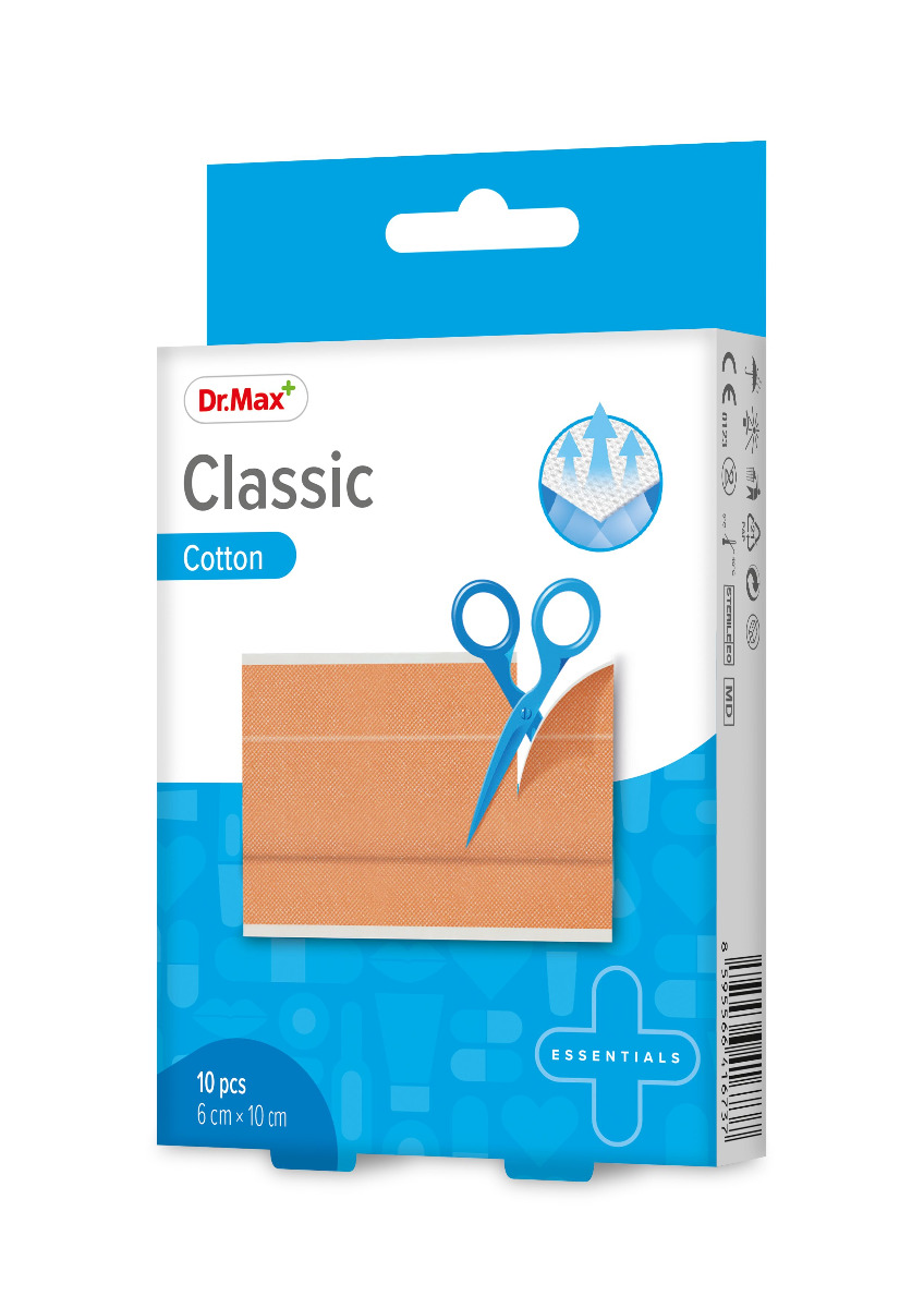 Dr.Max Classic Cotton 6 cm x 10 cm náplast 10 ks Dr.Max