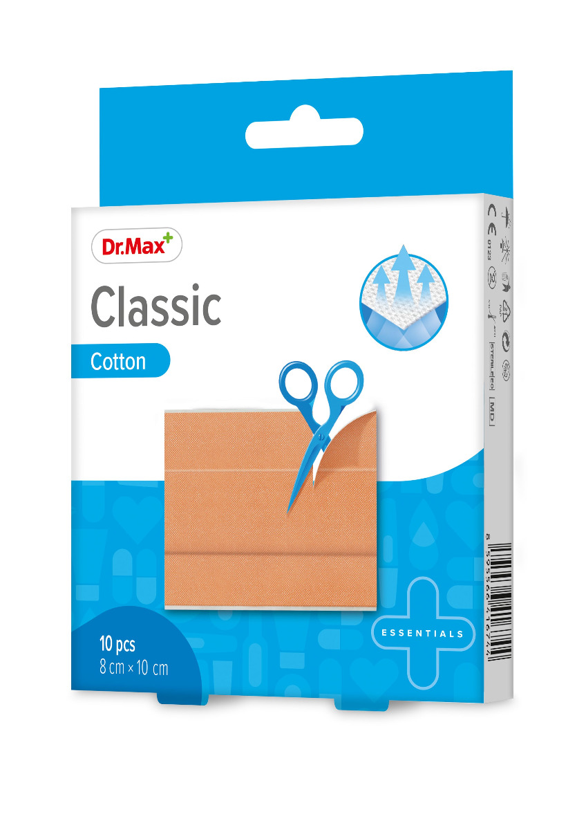 Dr.Max Classic Cotton 8 cm x 10 cm náplast 10 ks Dr.Max