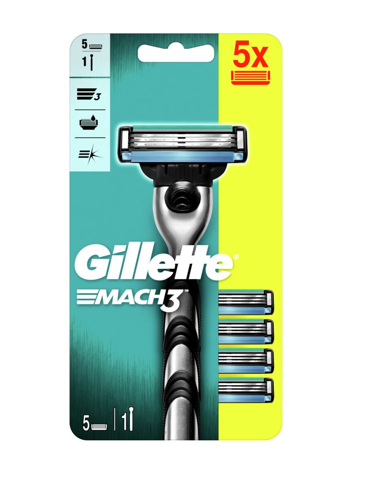 Gillette Mach3 Rukojeť holicího strojku 1 ks + náhradní hlavice 5 ks Gillette