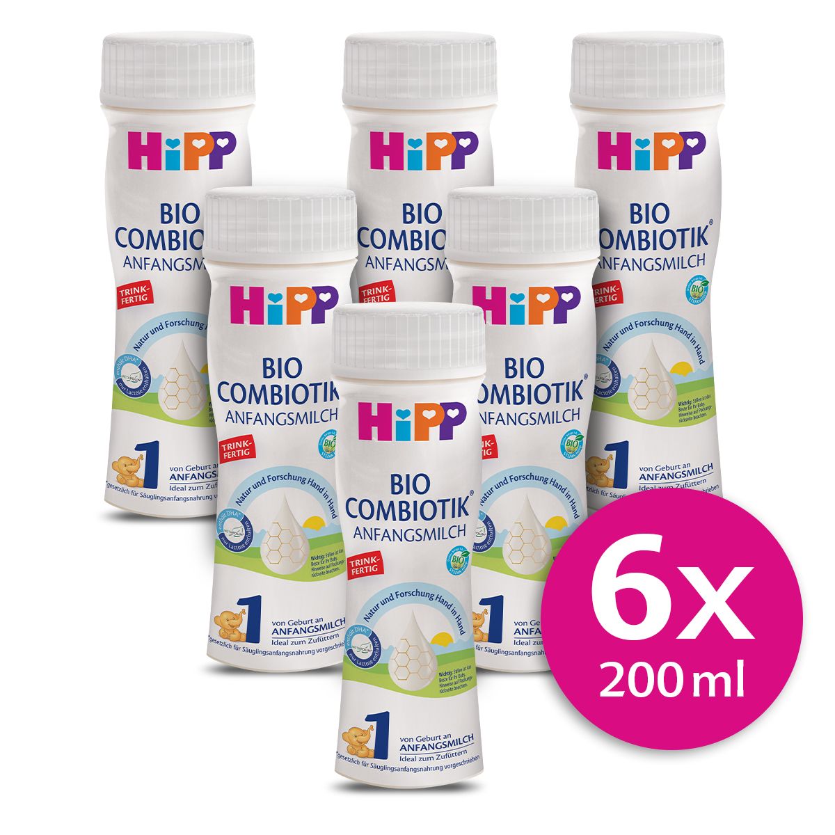 Hipp 1 BIO Combiotik Počáteční mléčná kojenecká výživa 6x200 ml Hipp