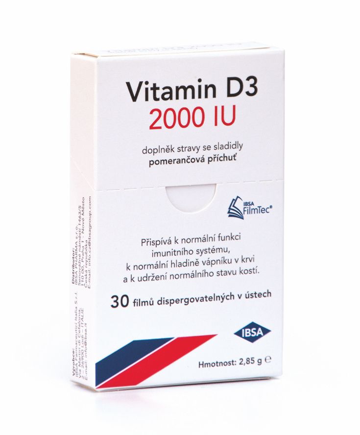 IBSA Vitamin D3 2000 IU 30 filmů rozpustných v ústech IBSA