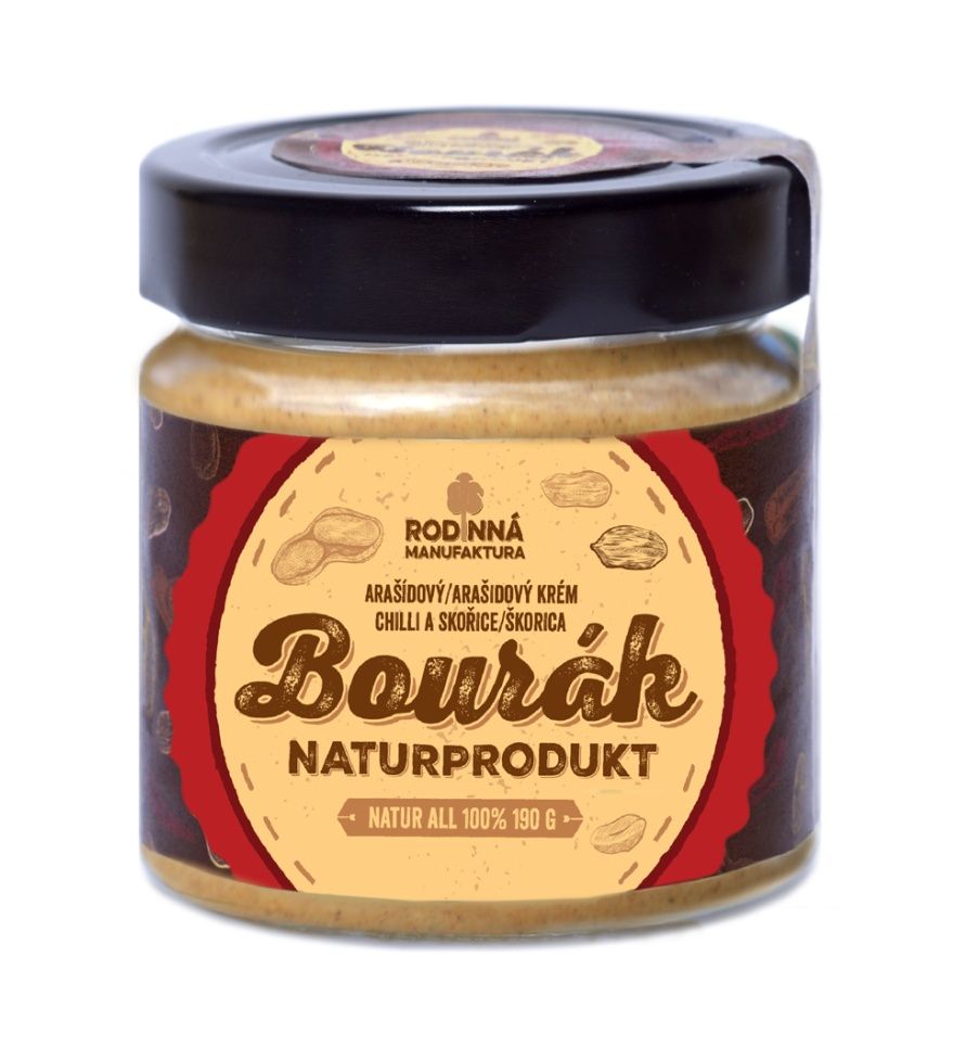 Naturprodukt Arašídový krém BOURÁK se skořicí a chilli 190 g Naturprodukt