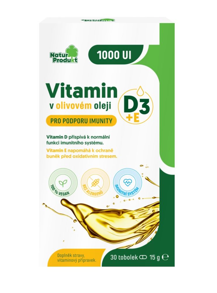 Naturprodukt Vitamin D + E v olivovém oleji 30 tobolek Naturprodukt