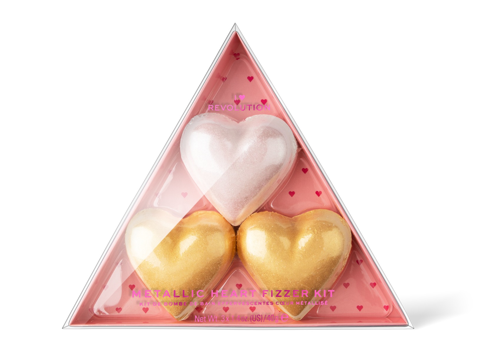 Revolution I Heart Revolution Metallic Heart Fizzer Kit koupelová bomba 3 ks Revolution