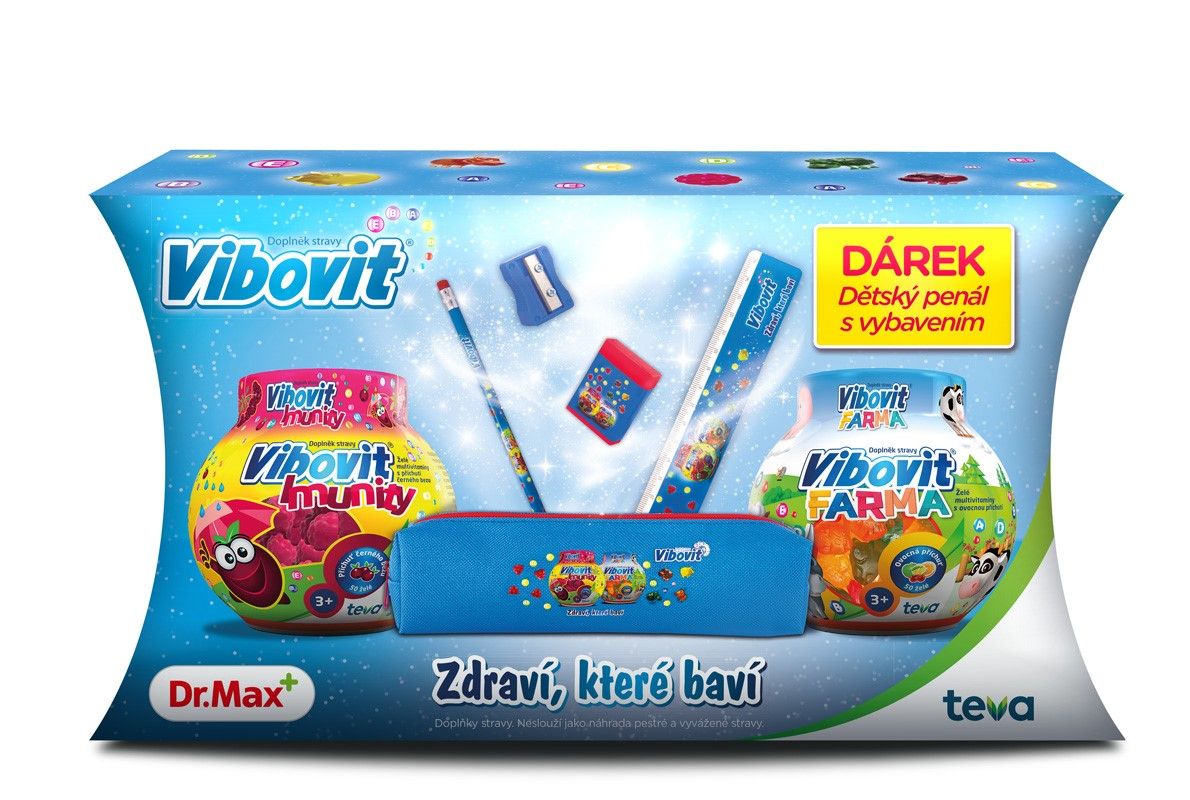 Vibovit Vánoční balení želé multivitaminy 2x50 ks + dárek penál Dr.Max Vibovit