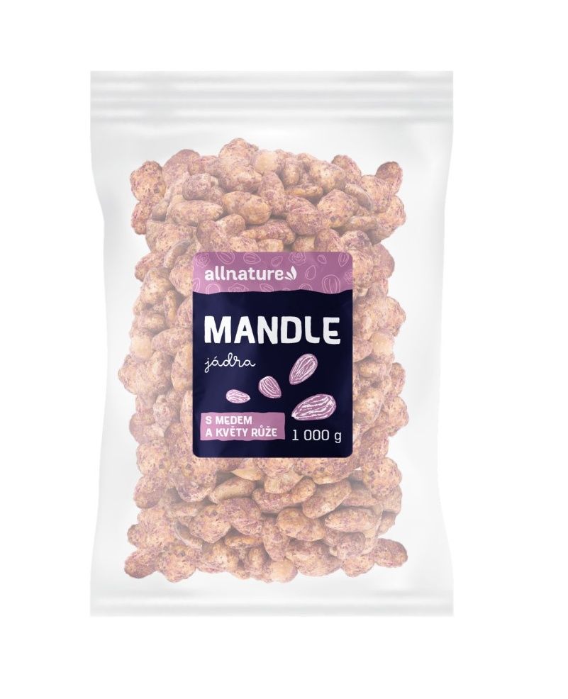 Allnature Mandle jádra s medem a květy růže 1000 g Allnature