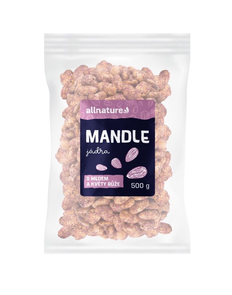 Allnature Mandle jádra s medem a květy růže 500 g Allnature