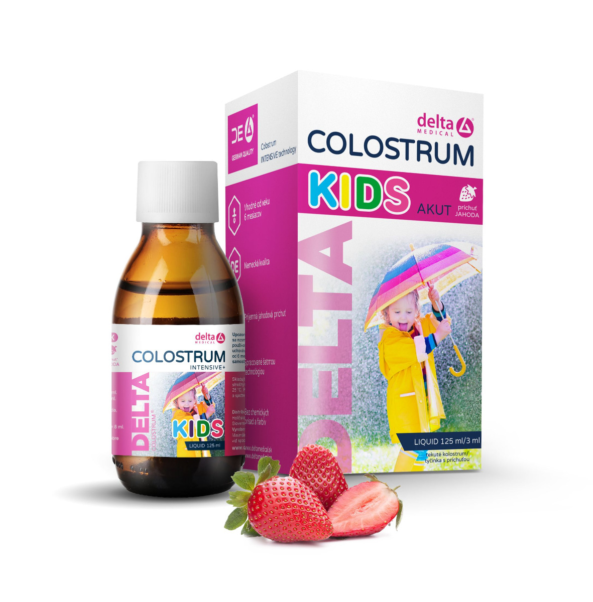 DELTA Colostrum Kids jahoda 125 ml DELTA