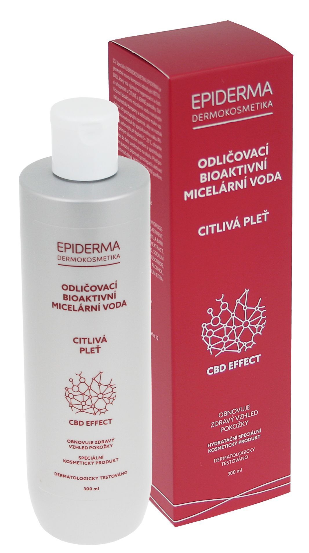 Epiderma Bioaktivní CBD micelární voda odličovací 300 ml Epiderma