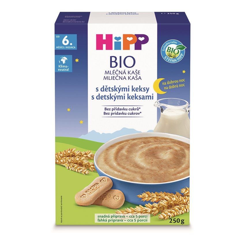 Hipp BIO Mléčná kaše na dobrou noc s dětskými keksy 250 g Hipp